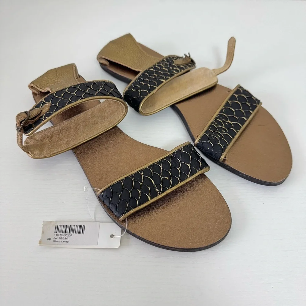 New! Zingara Stylish Black and Tan Sandals, Size 8